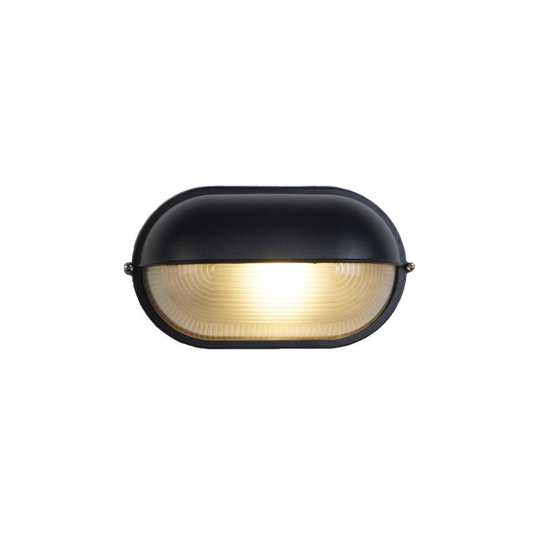 Industriële buitenmuurlamp met geribbeld glas