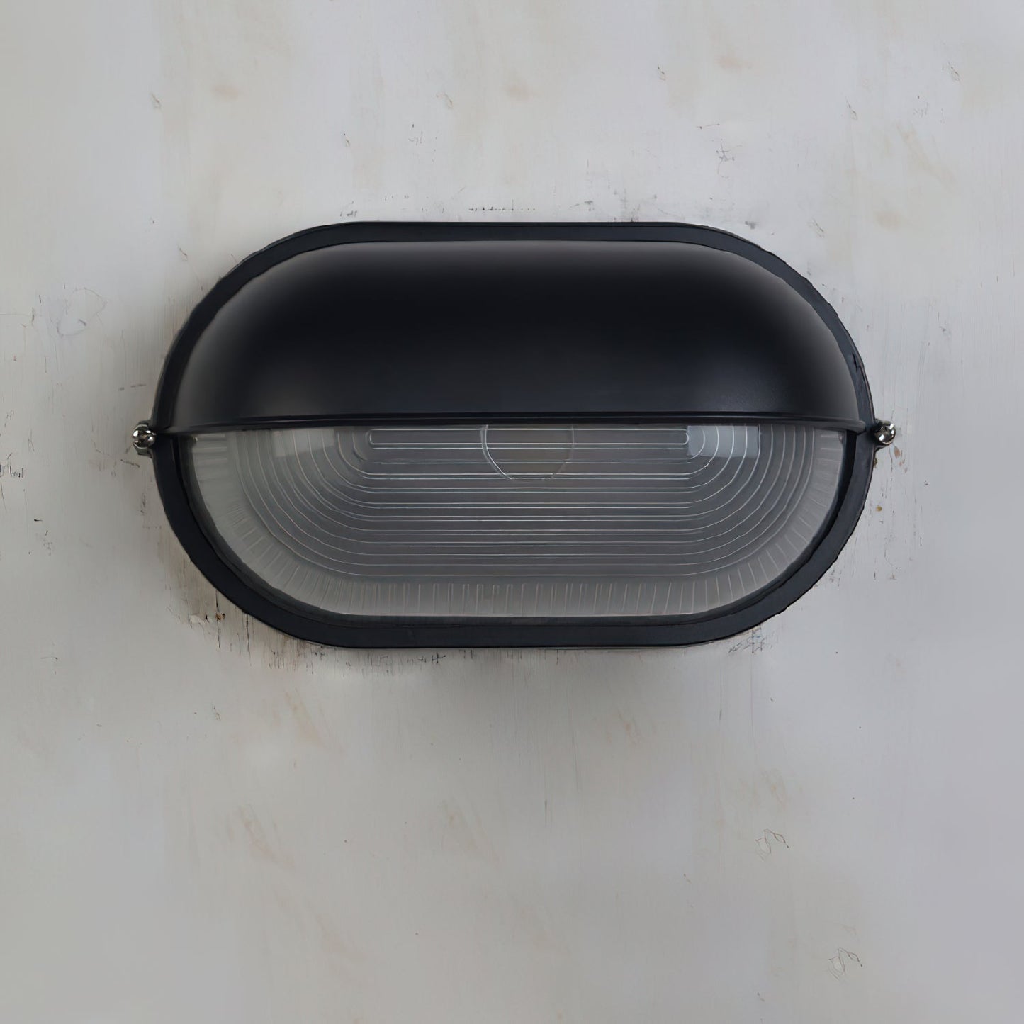 Industriële buitenmuurlamp met geribbeld glas