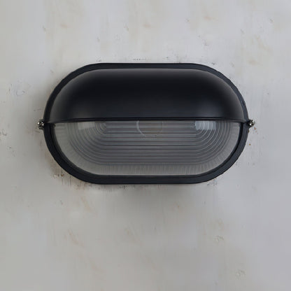 Industriële buitenmuurlamp met geribbeld glas