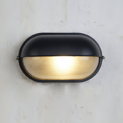 Industriële buitenmuurlamp met geribbeld glas