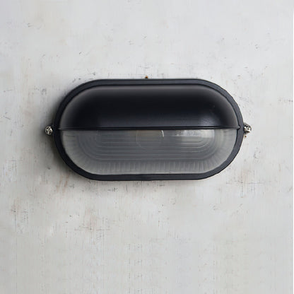 Industriële buitenmuurlamp met geribbeld glas