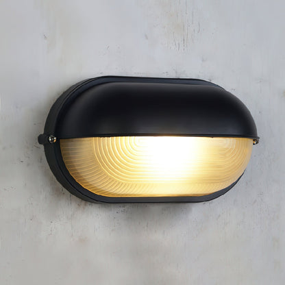 Industriële buitenmuurlamp met geribbeld glas