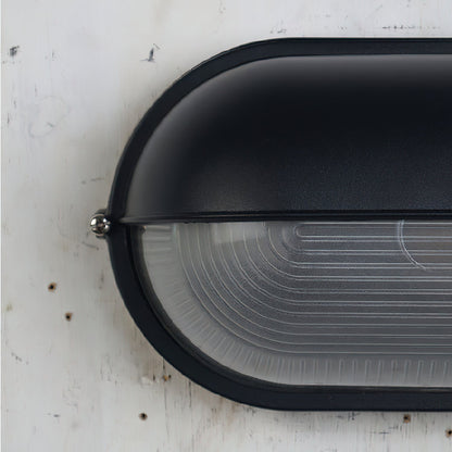 Industriële buitenmuurlamp met geribbeld glas