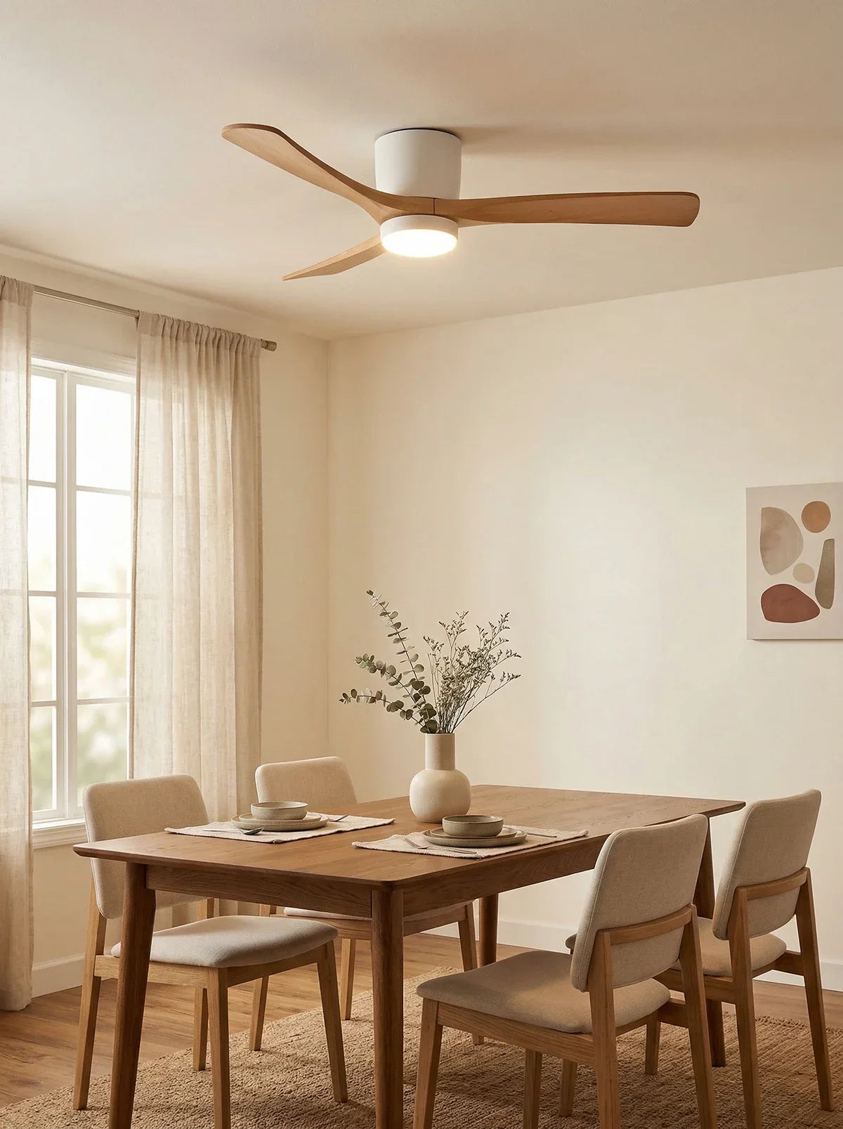 Moderne houten propeller plafondventilator met licht