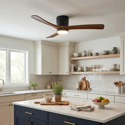 Moderne houten propeller plafondventilator met licht