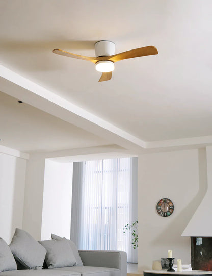 Moderne houten propeller plafondventilator met licht