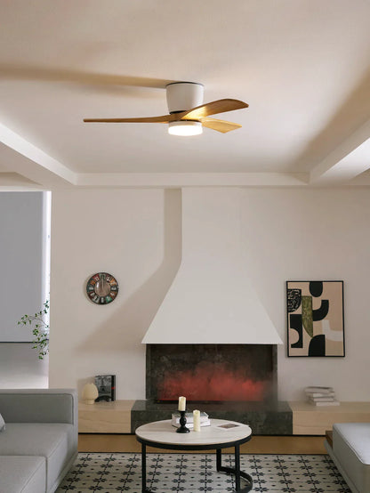 Moderne houten propeller plafondventilator met licht
