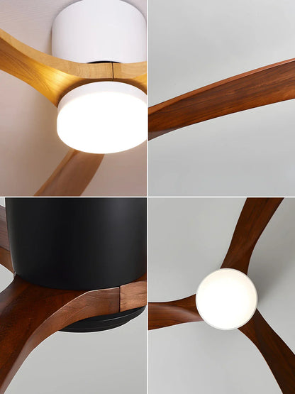 Moderne houten propeller plafondventilator met licht