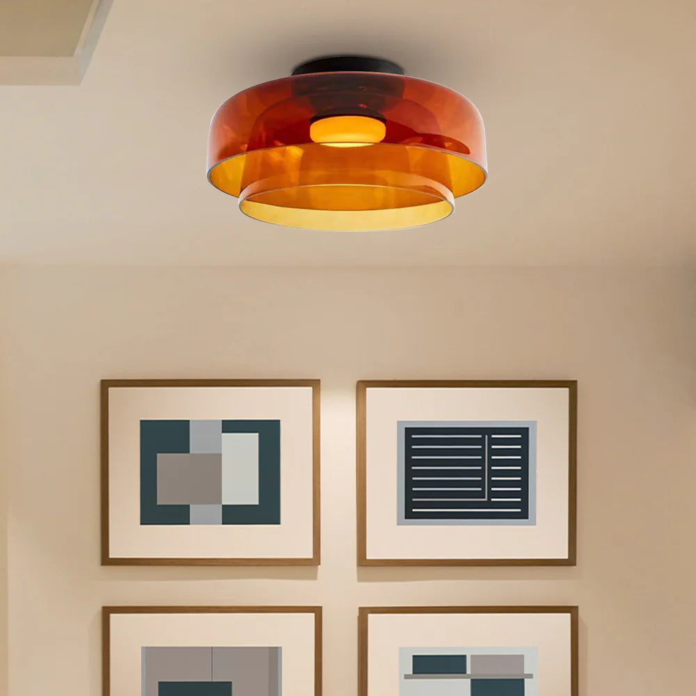 Vintage glazen ontwerpersplafondlamp