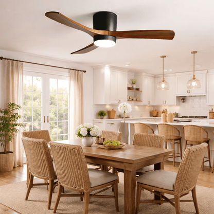Moderne houten LED plafondventilator met licht
