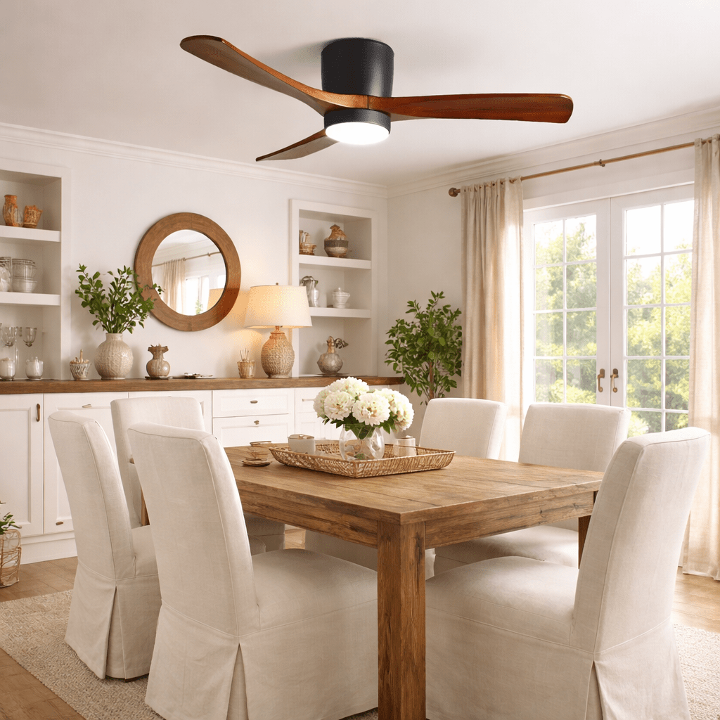 Moderne houten LED plafondventilator met licht