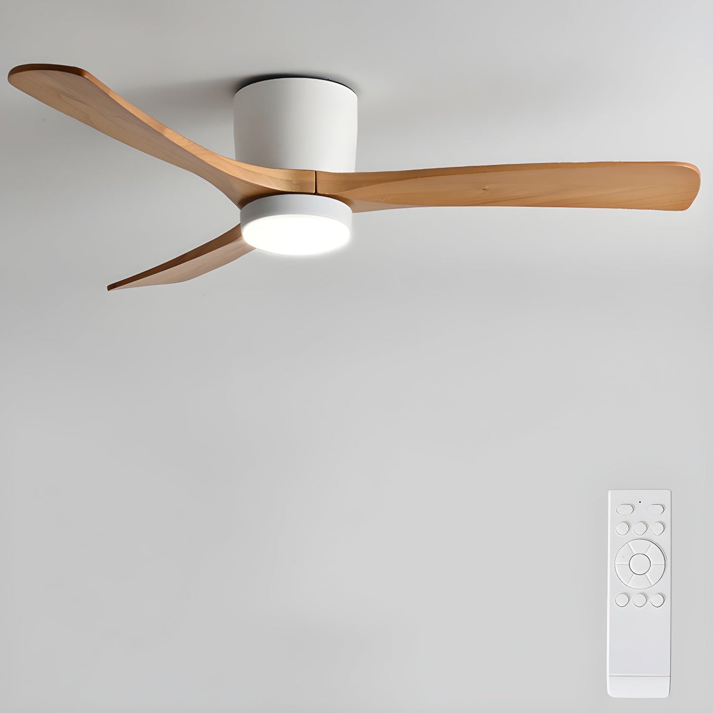 Moderne houten LED plafondventilator met licht