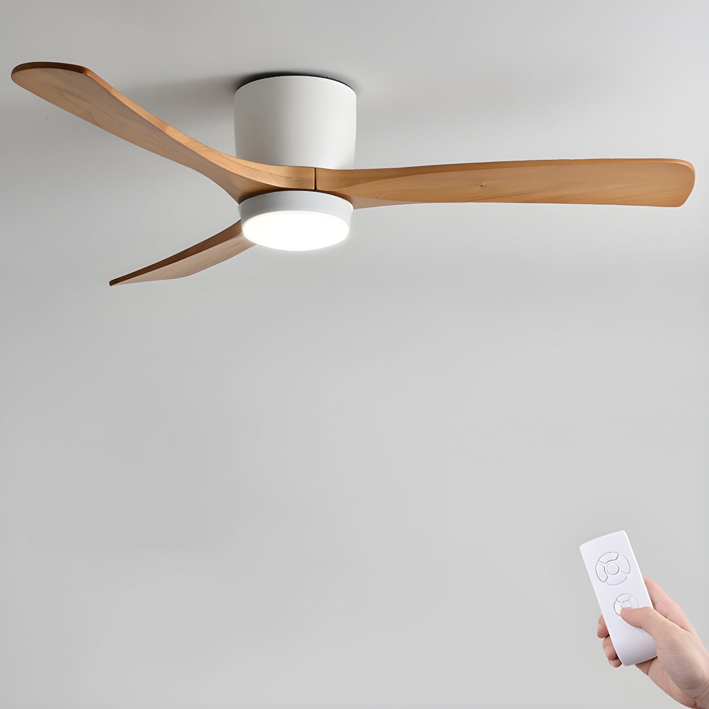 Moderne houten LED plafondventilator met licht
