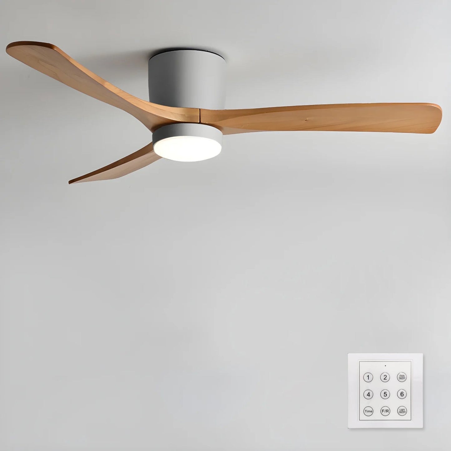 Moderne houten LED plafondventilator met licht