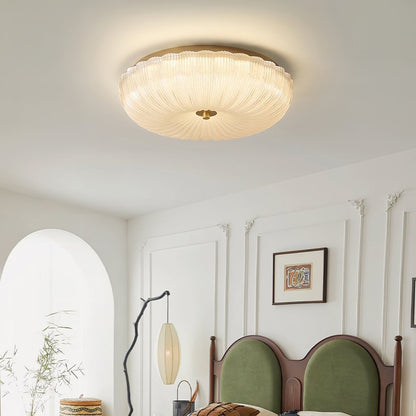 Moderne plafondlamp van geribbeld glas