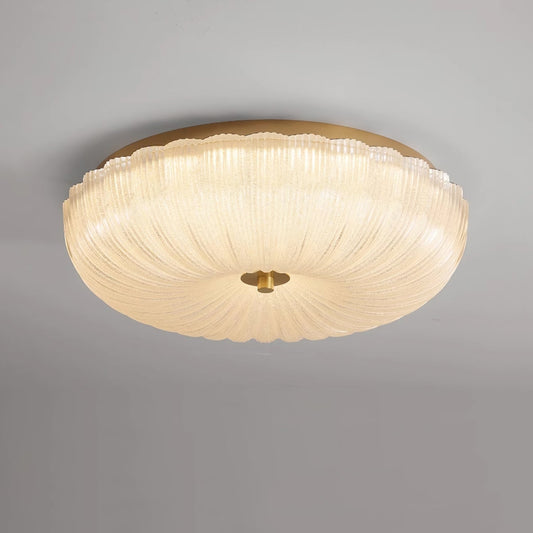 Moderne plafondlamp van geribbeld glas