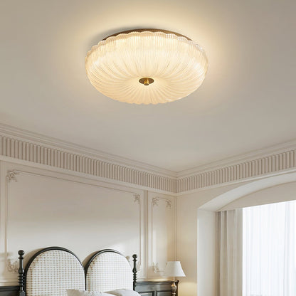 Moderne plafondlamp van geribbeld glas