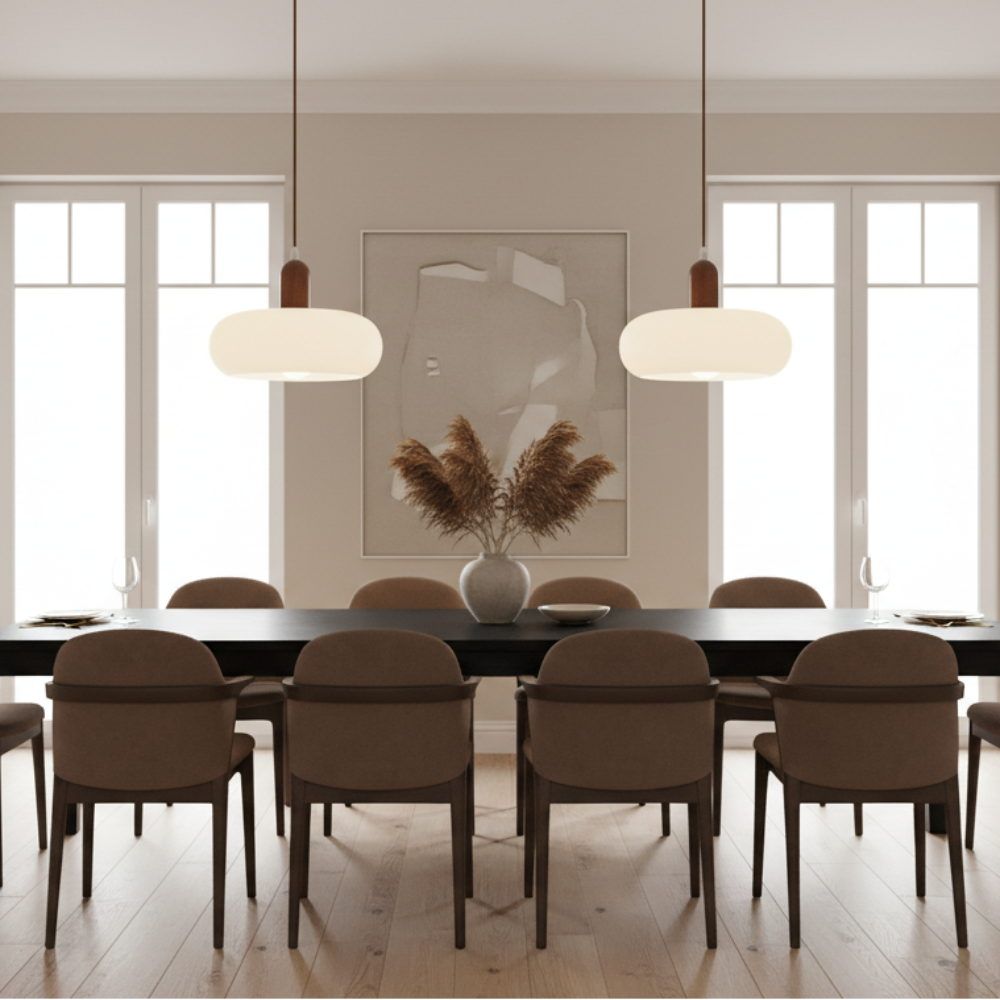 Scandinavische hanglamp in crème