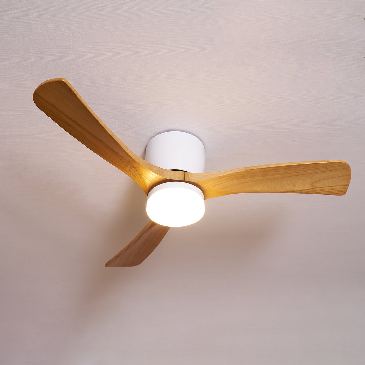 Moderne houten LED plafondventilator met licht