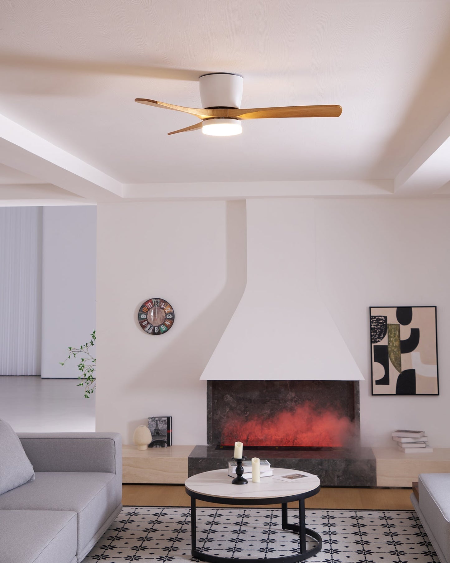 Moderne houten LED plafondventilator met licht
