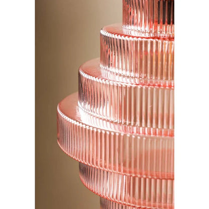 Antieke geribbelde koperen hanglamp