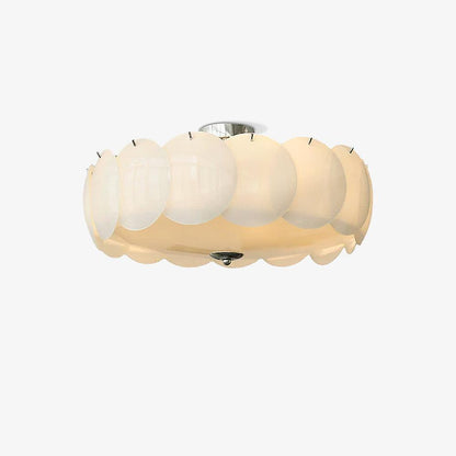 Plafondlamp met bloemvormig glazen glas-in-loodontwerp en halfverzonken montage