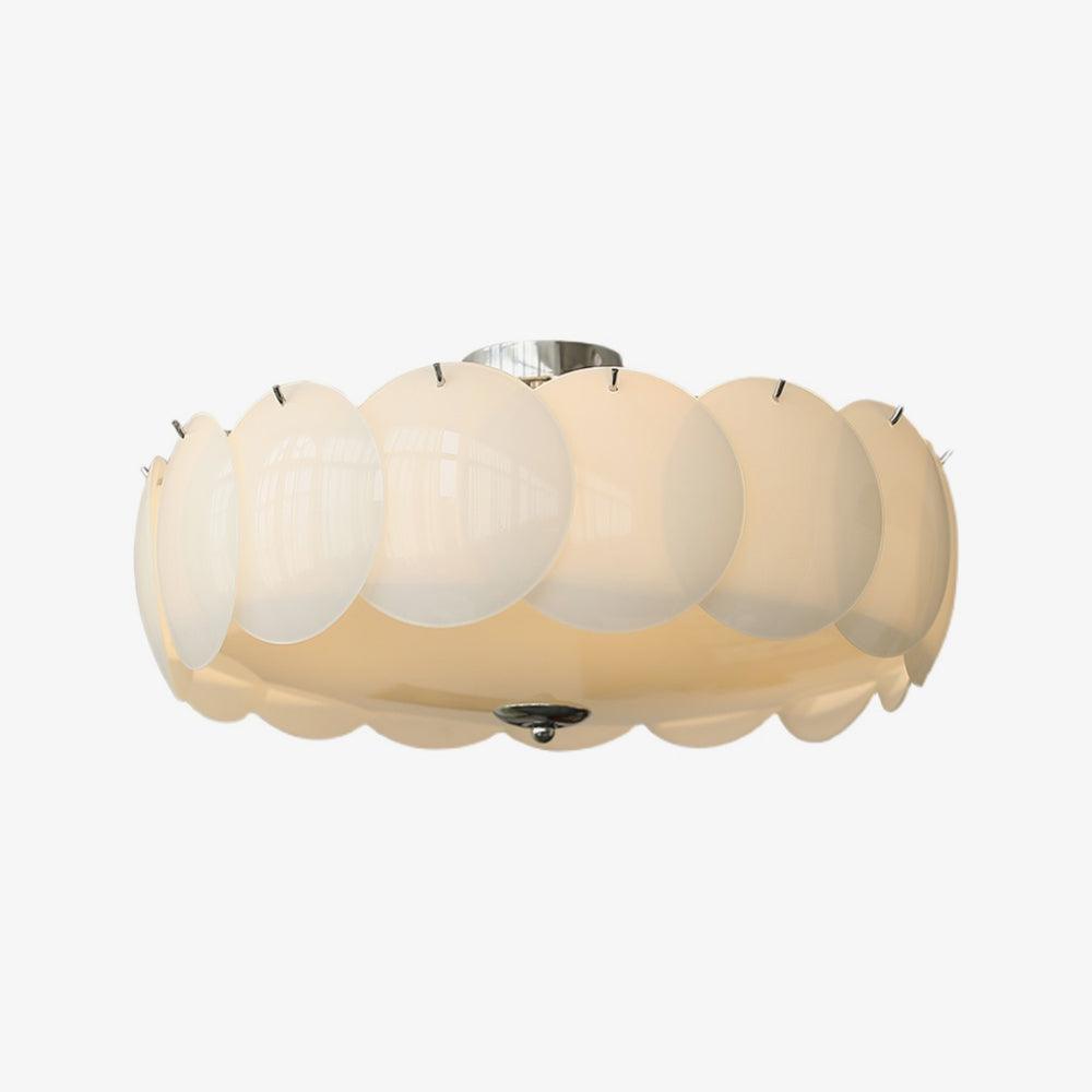 Plafondlamp met bloemvormig glazen glas-in-loodontwerp en halfverzonken montage