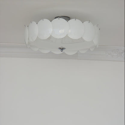 Plafondlamp met bloemvormig glazen glas-in-loodontwerp en halfverzonken montage