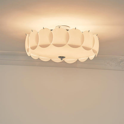Plafondlamp met bloemvormig glazen glas-in-loodontwerp en halfverzonken montage