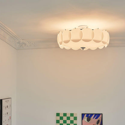 Plafondlamp met bloemvormig glazen glas-in-loodontwerp en halfverzonken montage