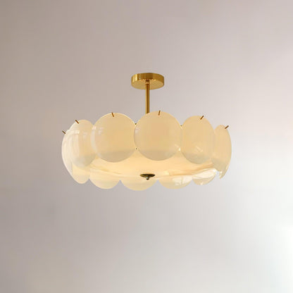 Plafondlamp met bloemvormig glazen glas-in-loodontwerp en halfverzonken montage