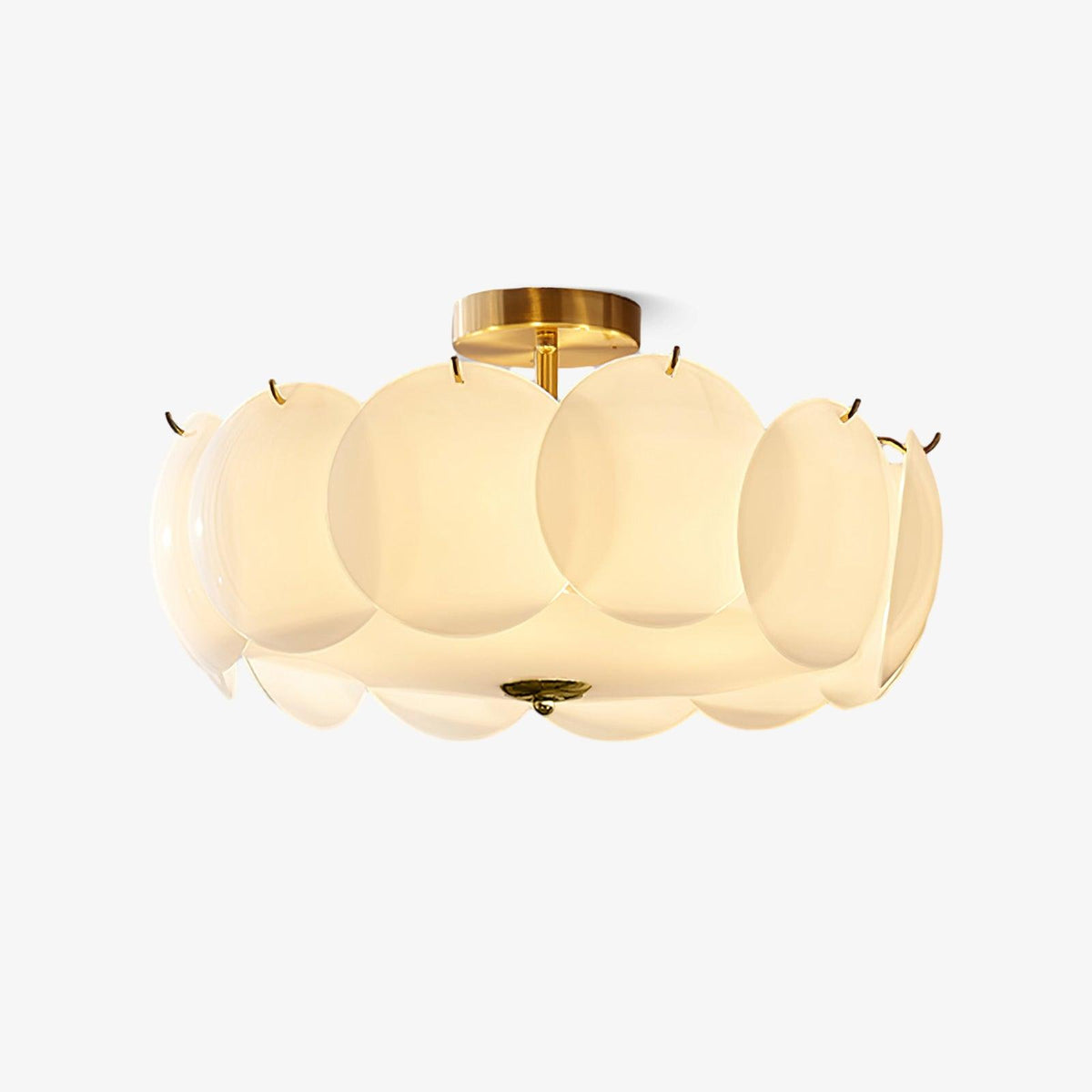 Plafondlamp met bloemvormig glazen glas-in-loodontwerp en halfverzonken montage
