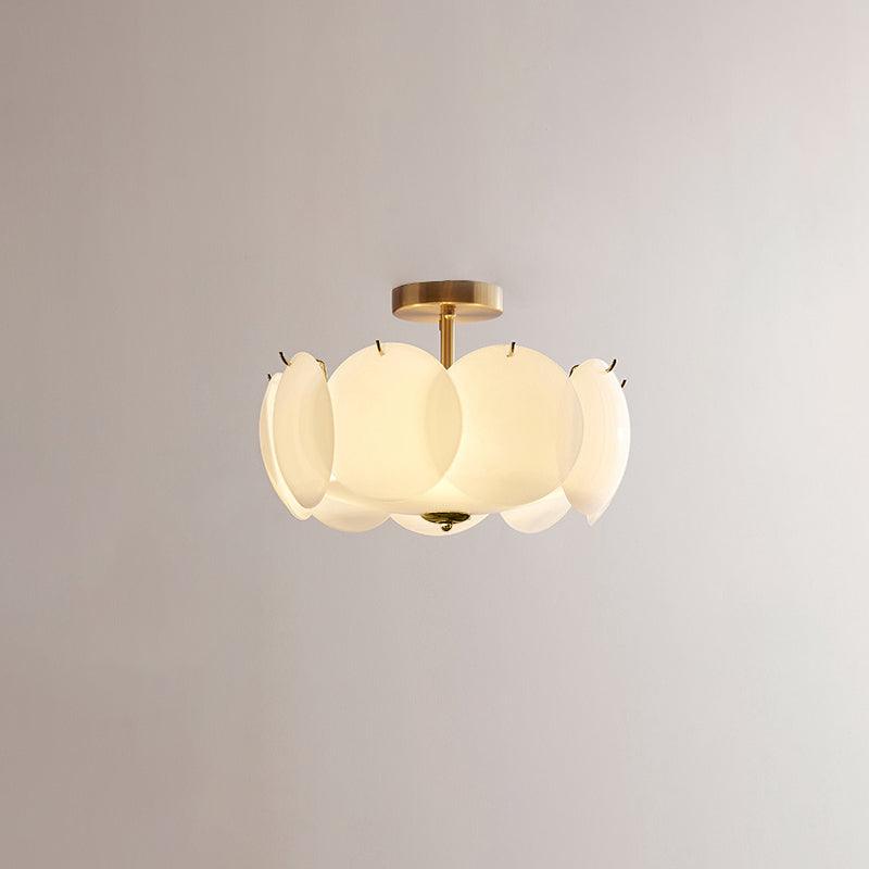 Plafondlamp met bloemvormig glazen glas-in-loodontwerp en halfverzonken montage