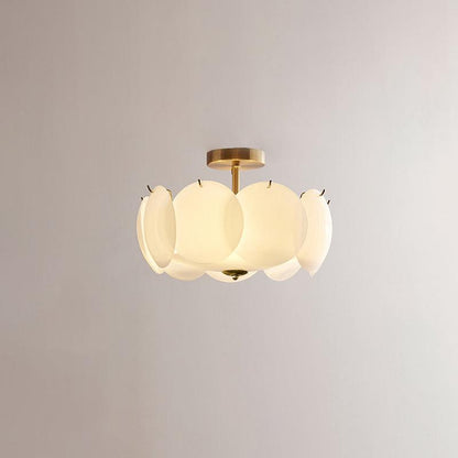 Plafondlamp met bloemvormig glazen glas-in-loodontwerp en halfverzonken montage