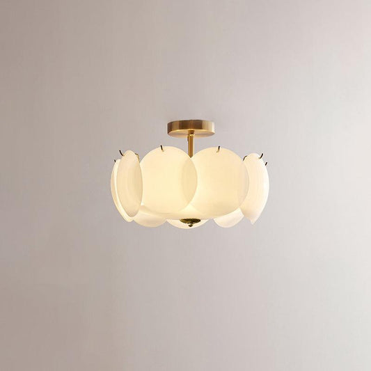 Plafondlamp met bloemvormig glazen glas-in-loodontwerp en halfverzonken montage