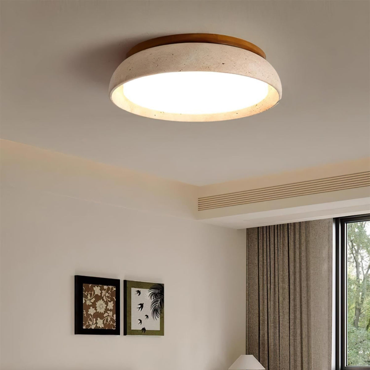 Moderne travertijnen led-plafondlamp