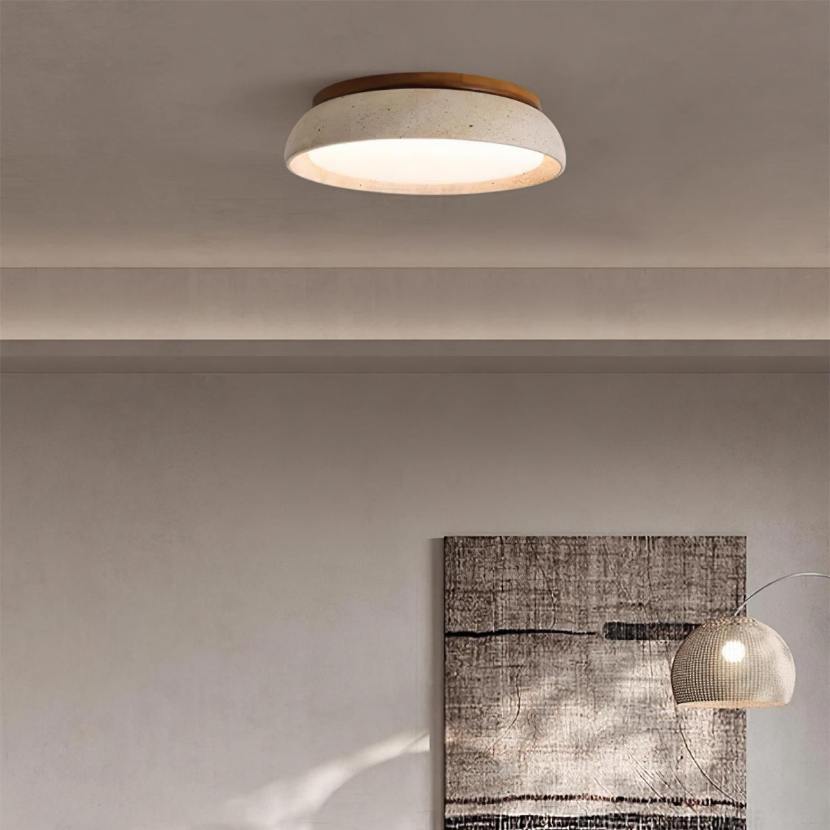 Moderne travertijnen led-plafondlamp