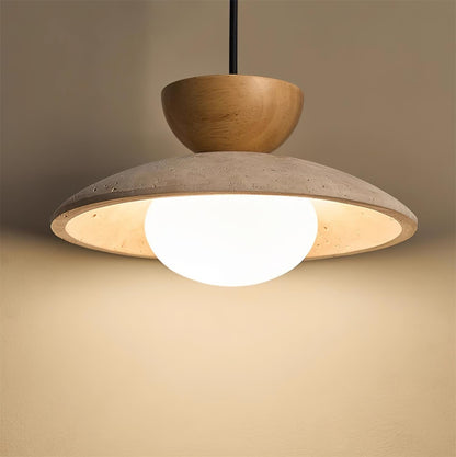 Moderne glazen hanglamp van travertin