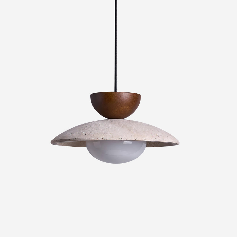 Moderne glazen hanglamp van travertin
