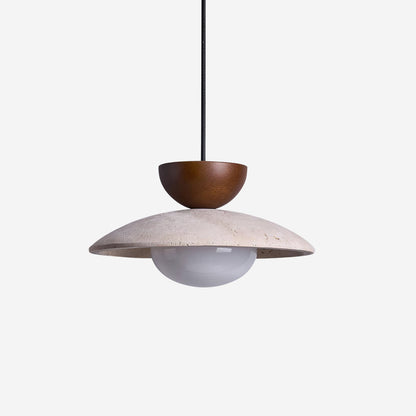Moderne glazen hanglamp van travertin
