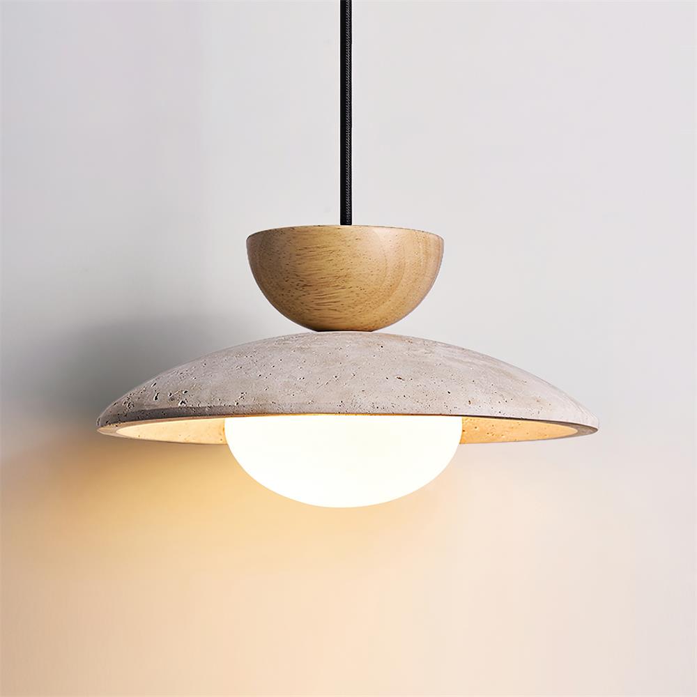 Moderne glazen hanglamp van travertin