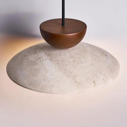 Moderne glazen hanglamp van travertin