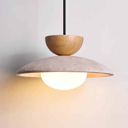 Moderne glazen hanglamp van travertin