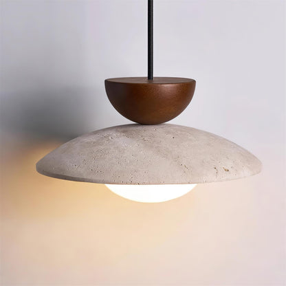 Moderne glazen hanglamp van travertin