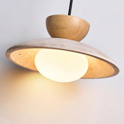 Moderne glazen hanglamp van travertin