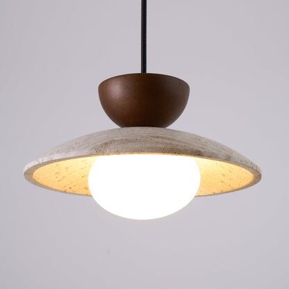 Moderne glazen hanglamp van travertin
