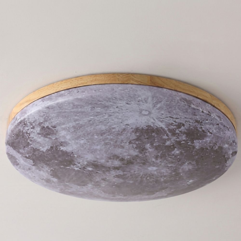 Plafondlamp in art-decostijl geïnspireerd op de maan