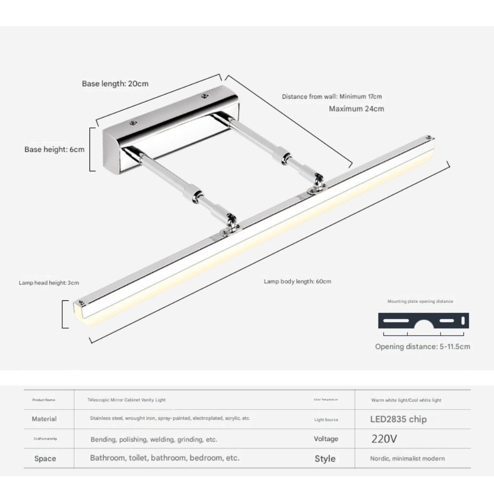 Badkamerwandlamp met LED – Spatwaterdicht en Perfect voor Spiegelverlichting