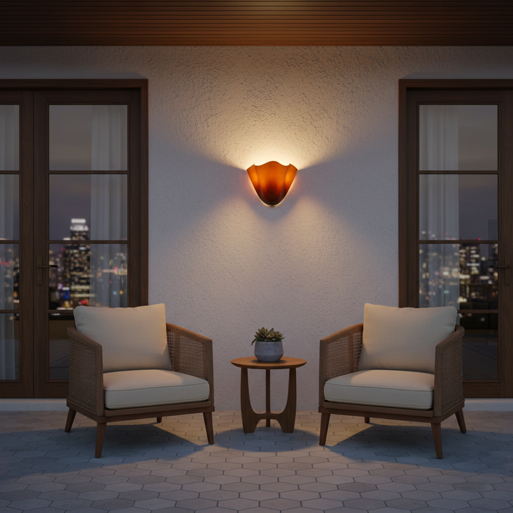 Bloemblad glazen wandlamp