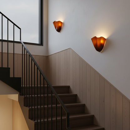 Bloemblad glazen wandlamp